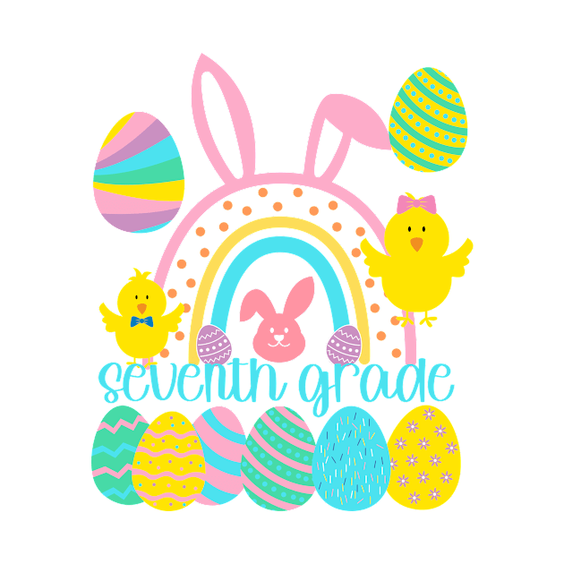 Seventh Grade Teacher Easter Bunny Rainbow Chicks Eggs by vintageinspired