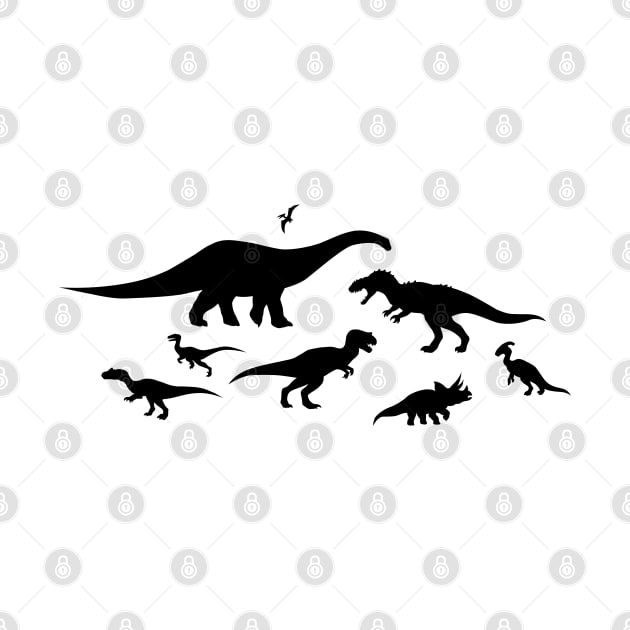 Black and White Dinosaurs by SakuraDragon