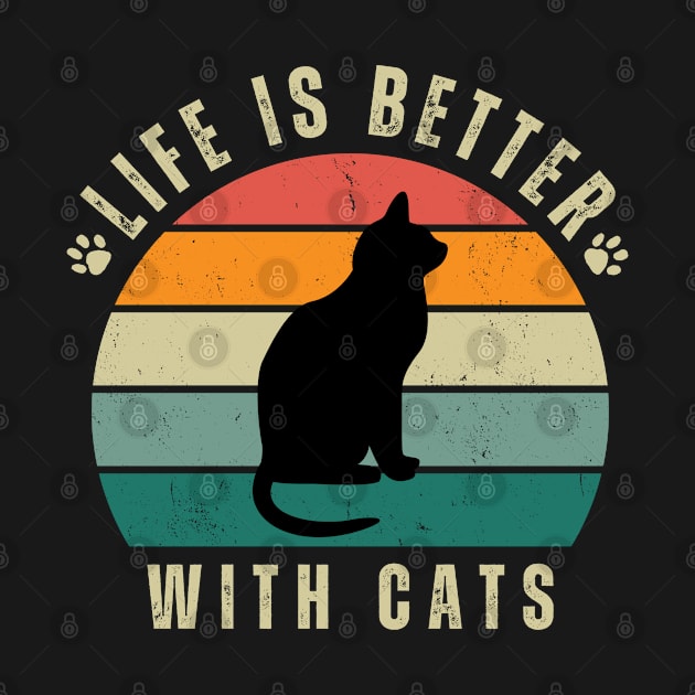 Life is better with cats retro background by TayaDesign