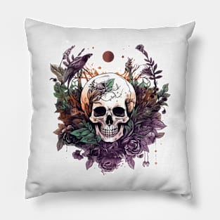 spooky goblincore skull Pillow