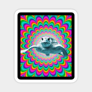 Trippy Psychedelic Turtle Magnet