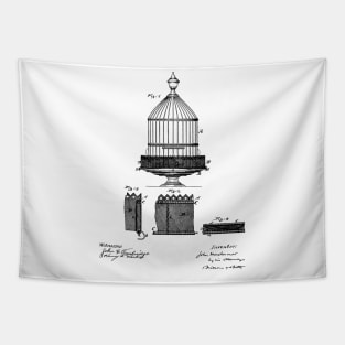 Bird Cage Vintage Patent Hand Drawing Tapestry