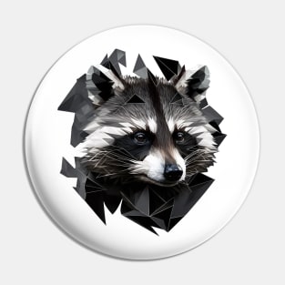 Raccoon Geometric Portrait Pin