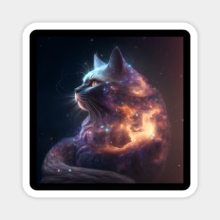 Galaxies, Nebulae and Stars in Cat Shape Magnet