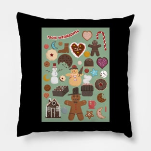 Cute Christmas Postcards - Cute Christmas Illustration - christmas cookies illustration Pillow