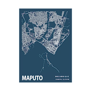 Maputo Blueprint Street Map, Maputo Colour Map Prints T-Shirt