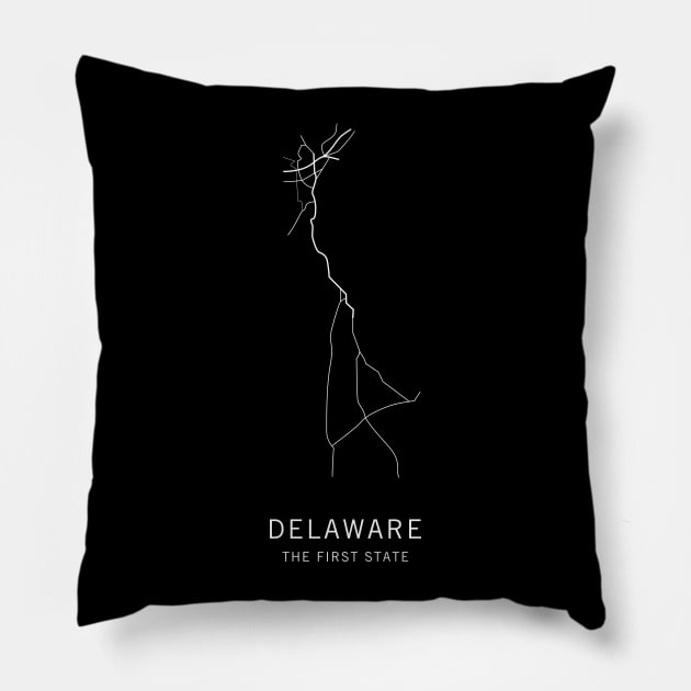 Delaware State Road Map Pillow by ClarkStreetPress