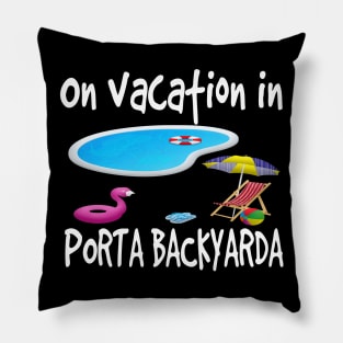 Staycation Pool Backyard Vacation Flamingo Flip-Flops Lounge Pillow