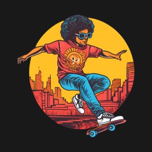 Retro Female Skateboarder T-Shirt