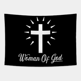 Woman Of God - Roman Catholic Cross - White - Christian Series 13W Tapestry