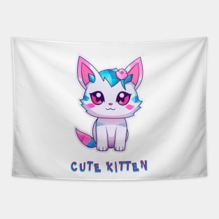 anime CUTE KITTEN with a rose Tapestry