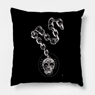 Skull on a chain , white sketch. Pillow