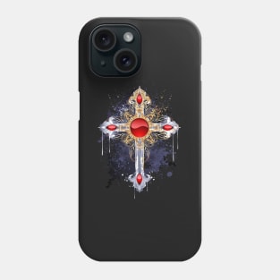 Gilt cross on black background Phone Case