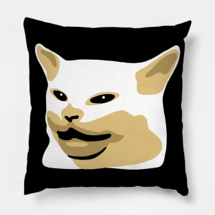 Table Cat Woman Yelling at a Cat Meme Pillow