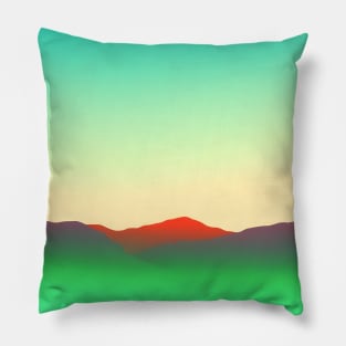 Abstract Neon Green Desert Landscape Sunrise Pillow