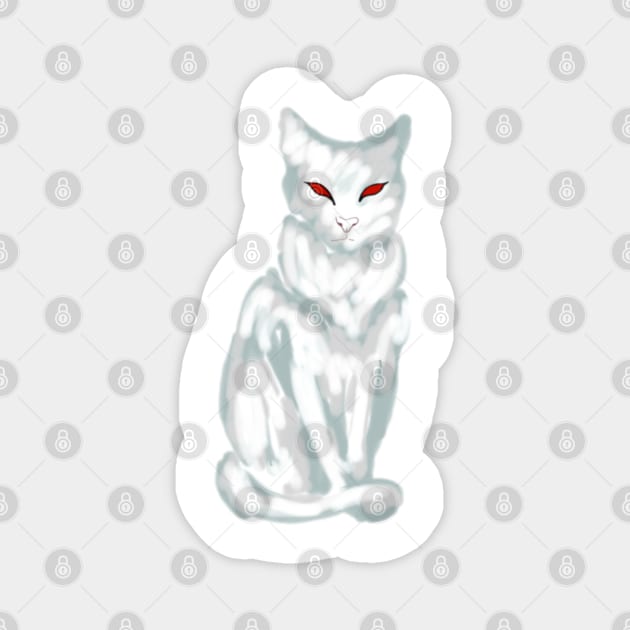Snow cat with red eyes Magnet by RedHeadAmazona