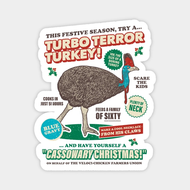 Cassowary Christmas Turbo Terror Turkey Magnet by dumbshirts