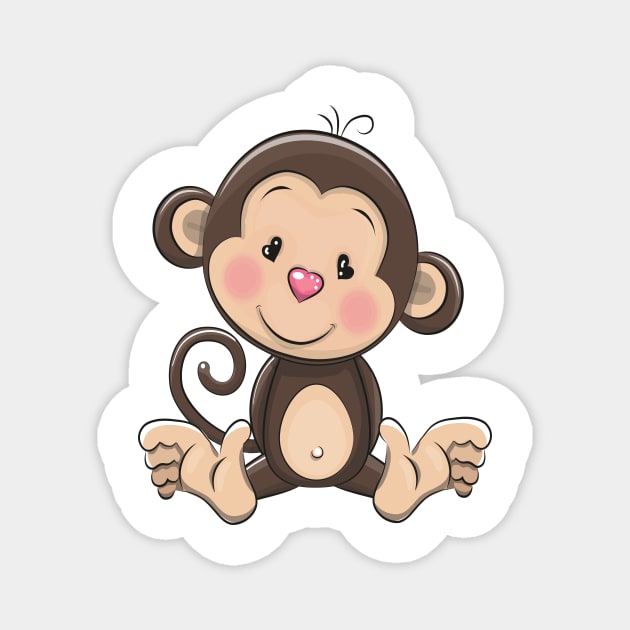 Monkey Cute Kawaii Cartoon Magnet by ProjectX23Red