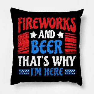 fire works & beer 4th of july Pillow