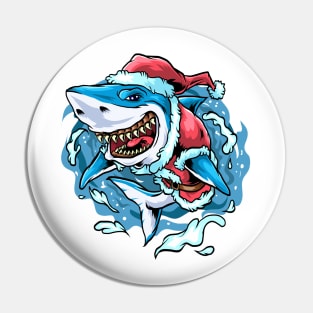 Christmas Santa Great White Shark Pin