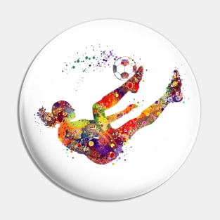 Soccer Girl Bicycle Kick Sports Watercolor Gift Pin