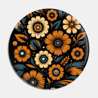 Orange Flowers Pin