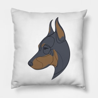 Doberman Pinscher - one line drawing Pillow