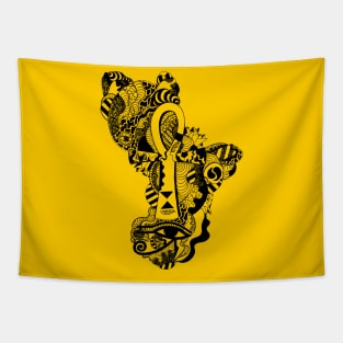 Black and Yellow Horus Ankh Tapestry