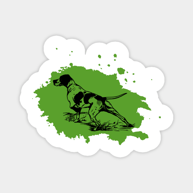 Pointer Hunting Dog Green Sketch Splash Magnet by MoPaws