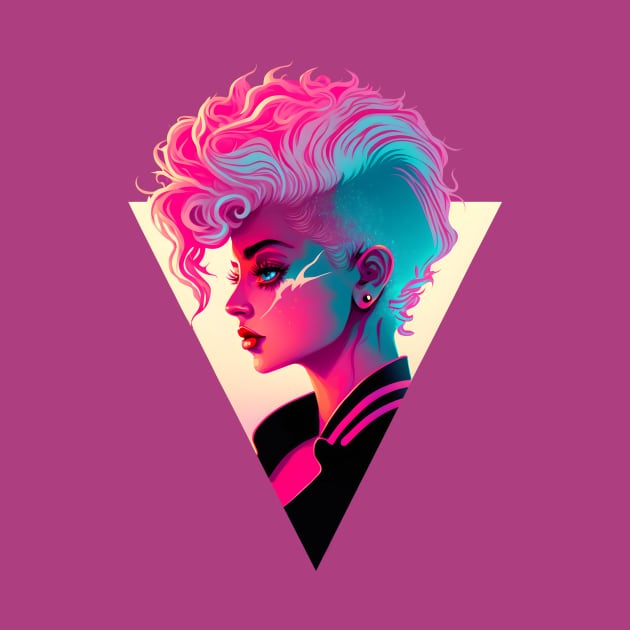 Vaporwave Vapor Girl with Mowhawk by NeonOverdrive