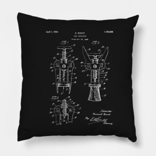 Cork Screw Patent - Wine Art - Black Chalkboard Pillow