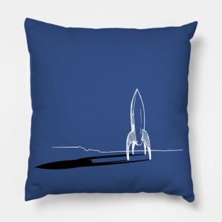 Super Retro Classic Rocket Line Art T-Shirt Pillow