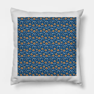 Sunflowers Pattern on Classic Blue Pillow