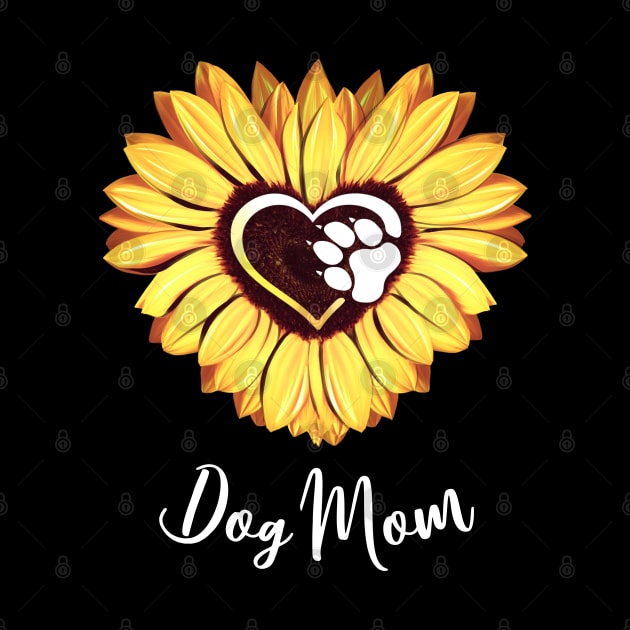 Dog mom yellow sunflower heart paw by Collagedream