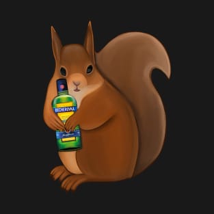 Funny squirrel with bottle of beherovka T-Shirt