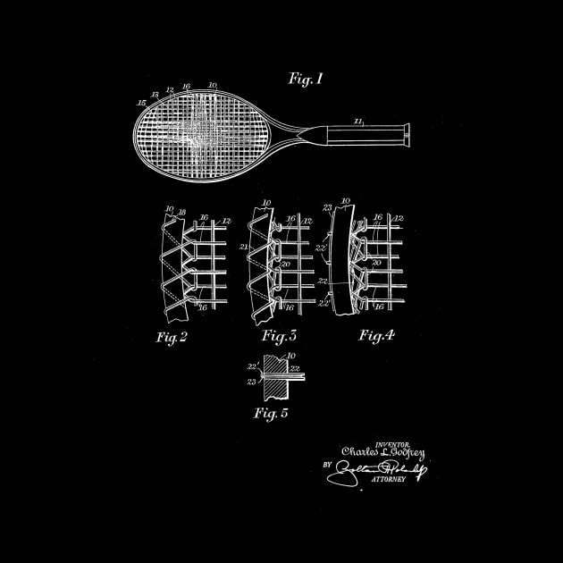 Tennis Racket Vintage Patent Drawing by TheYoungDesigns