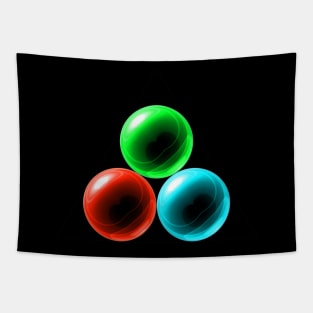 Triangle with Green, Light Blue and Red Glass Balls Tapestry