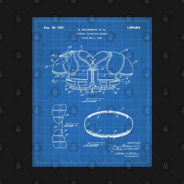 Football Pads Patent - Football Player Team Coach Art - Blueprint by patentpress