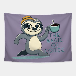 Sloth's Boost: Coffee Magic Tapestry