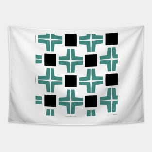 Vintage Style 60's New Jersey Deli Green Cross and Black Square pattern Tapestry