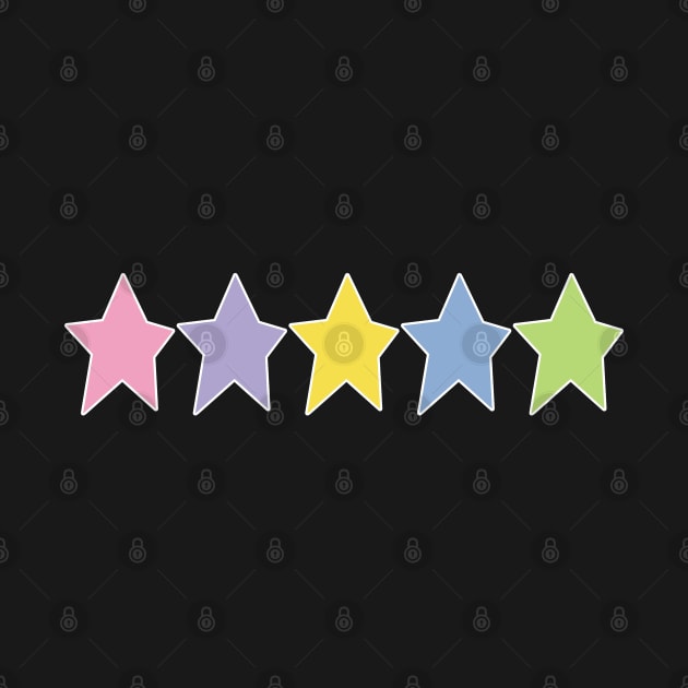 Five Multi Color Stars White Line Minimal Graphic Art by ellenhenryart
