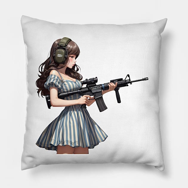 Tactical Girl Pillow by Rawlifegraphic