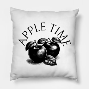 Apple Tree Art Work Black and White Vintage Pillow