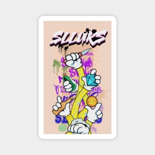 Dope Slluks multiple hands and arms cheering illustration Magnet