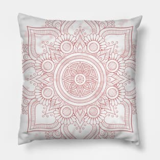 Rose gold mandala, pink marble Pillow