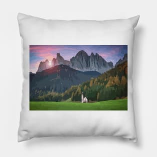 Beautiful Dolomites Vector Painting Pillow