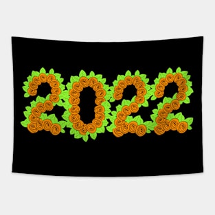 2022 created with orange roses and green leaves Tapestry