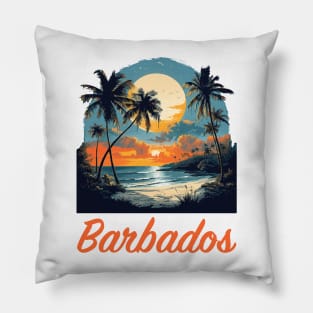 Barbados Sunset (with Orange Lettering) Pillow