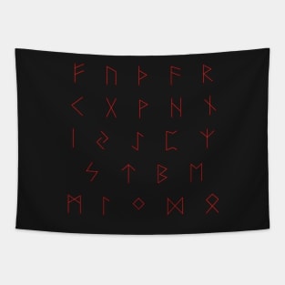 Futhark Rune Alphabet Stickers in Burnt Wood and Blood Tapestry