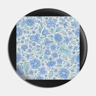 Scattered flowers and leaves in aqua tones | repeat pattern Pin